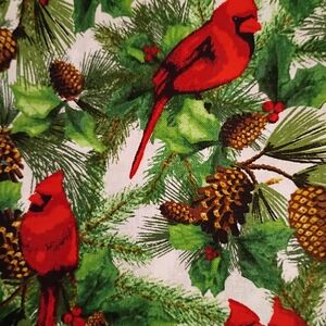 Festive Red Cardinal Holiday Fabric - Set Of 3 Fat Quarters - 100% Cotton